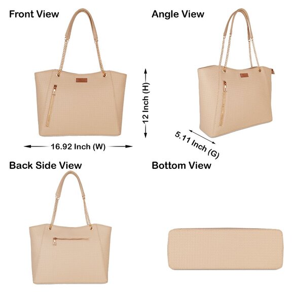 Women's Vegan Leather Beige Colour Satchel Bag – Sling Shoulder Bag - Picture 3 of 8